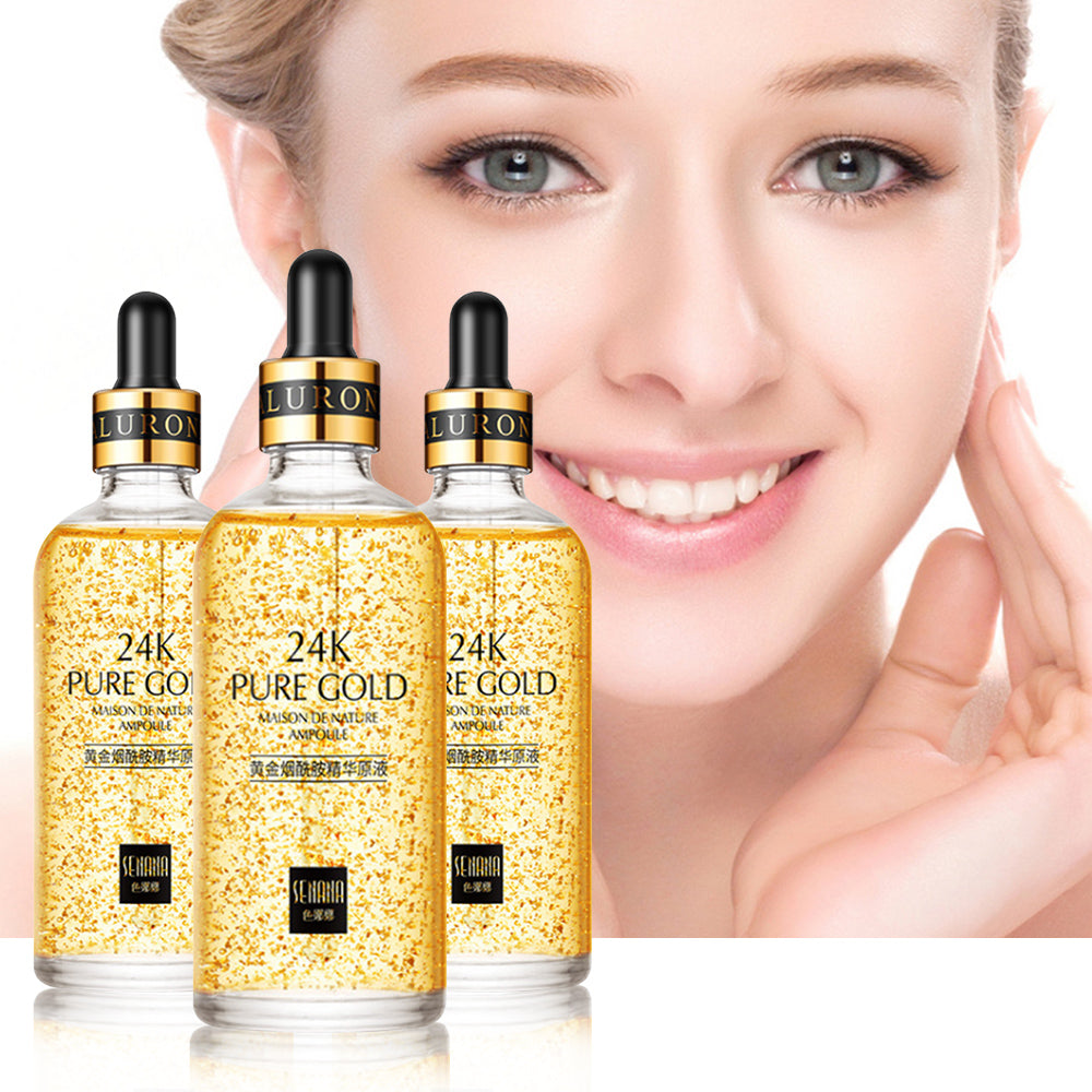 24K Gold Face Serum Hyaluronic Acid Facial Whitening Anti-Wrinkle Liquid Essence