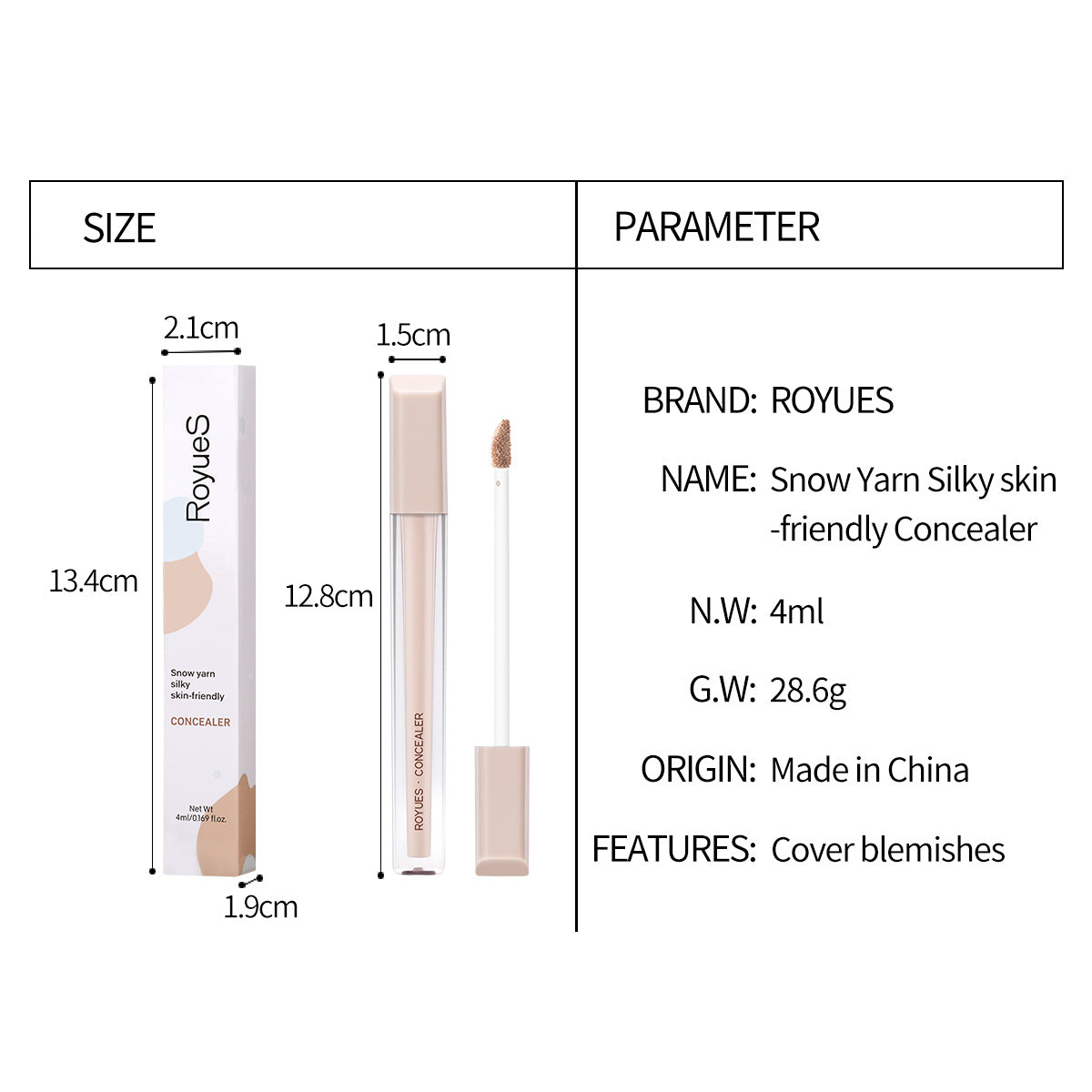 Waterproof Full Coverage Foundation Liquid Concealer Natural Coverage Corrector