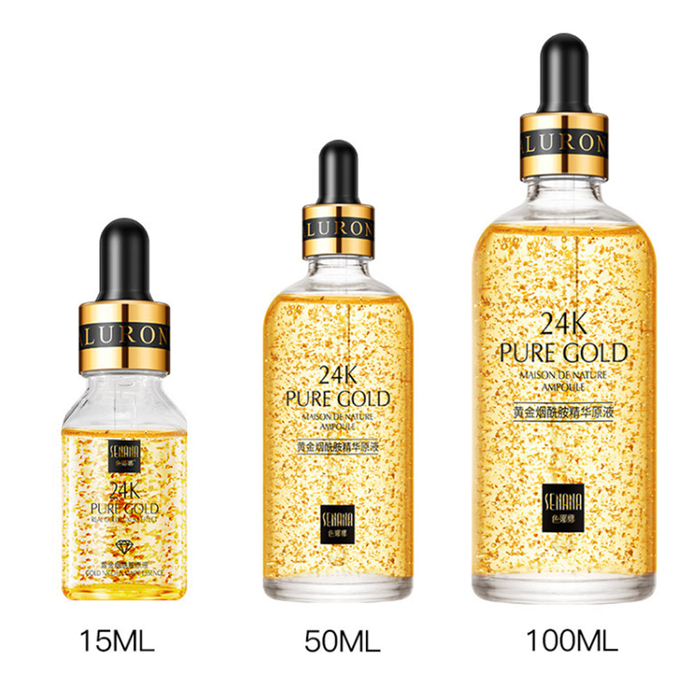 24K Gold Face Serum Hyaluronic Acid Facial Whitening Anti-Wrinkle Liquid Essence