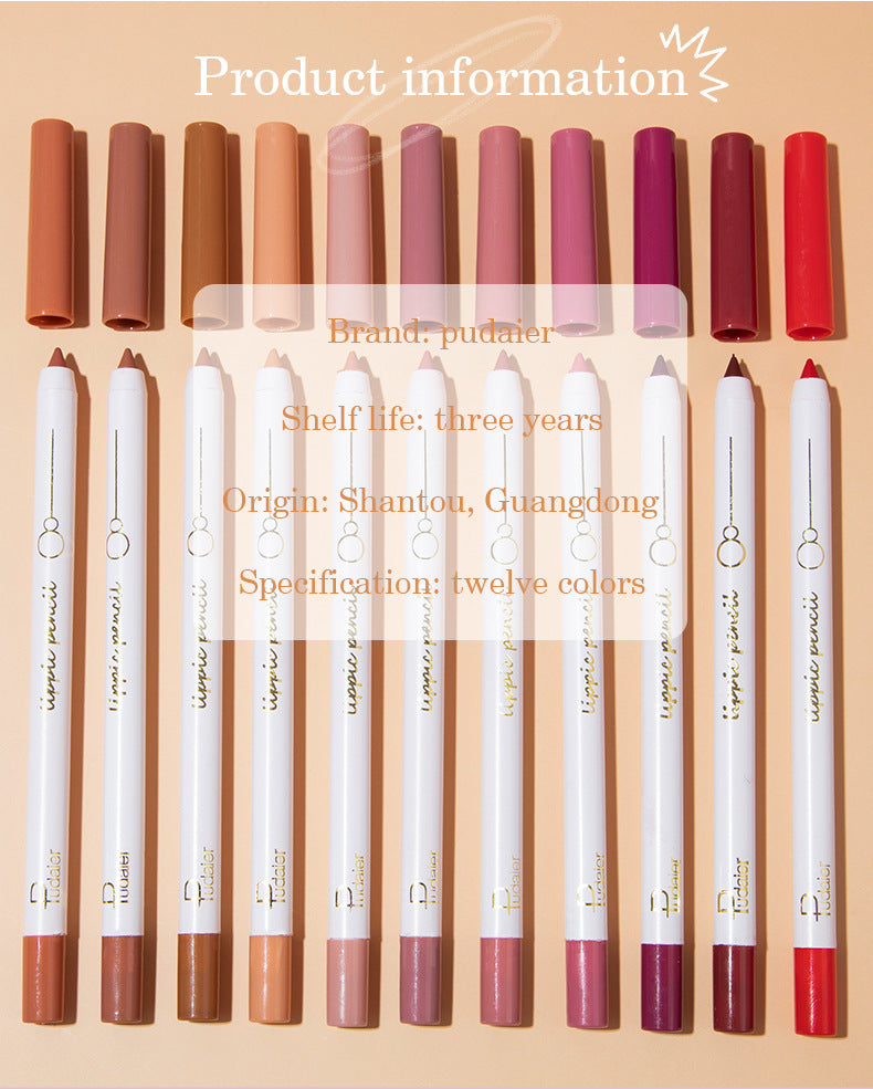 12 Color Lip Liner Waterproof Long-lasting Beginner Lip Makeup