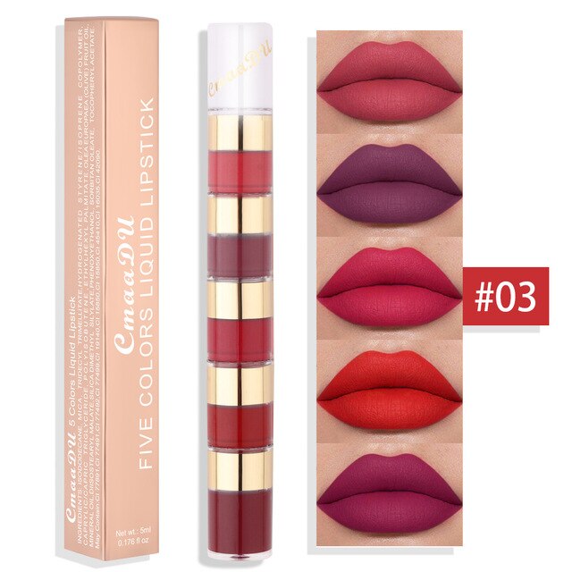 5 Colors Makeup Matte Lipstick Waterproof Long Lasting  liquid Lip Stick