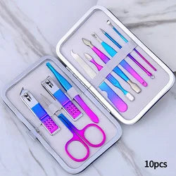 15Pcs Rainbow Colorful Stainless Steel Nail Clipper Manicure Tools Gift Set