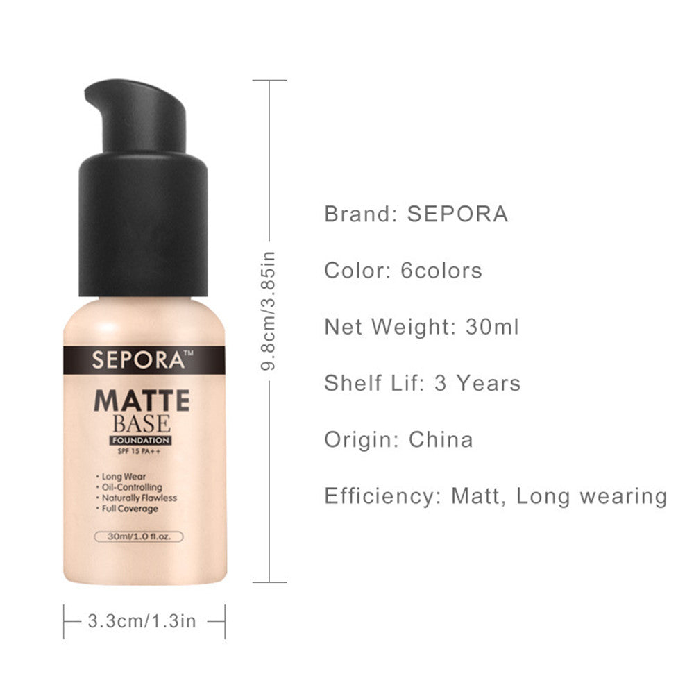 30ml Face Matte Liquid Foundation Base Makeup Oil Control Concealer