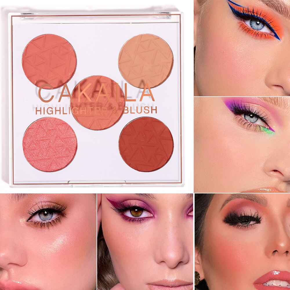 5 Color Face Blusher Peach Cream Makeup Blush Palette