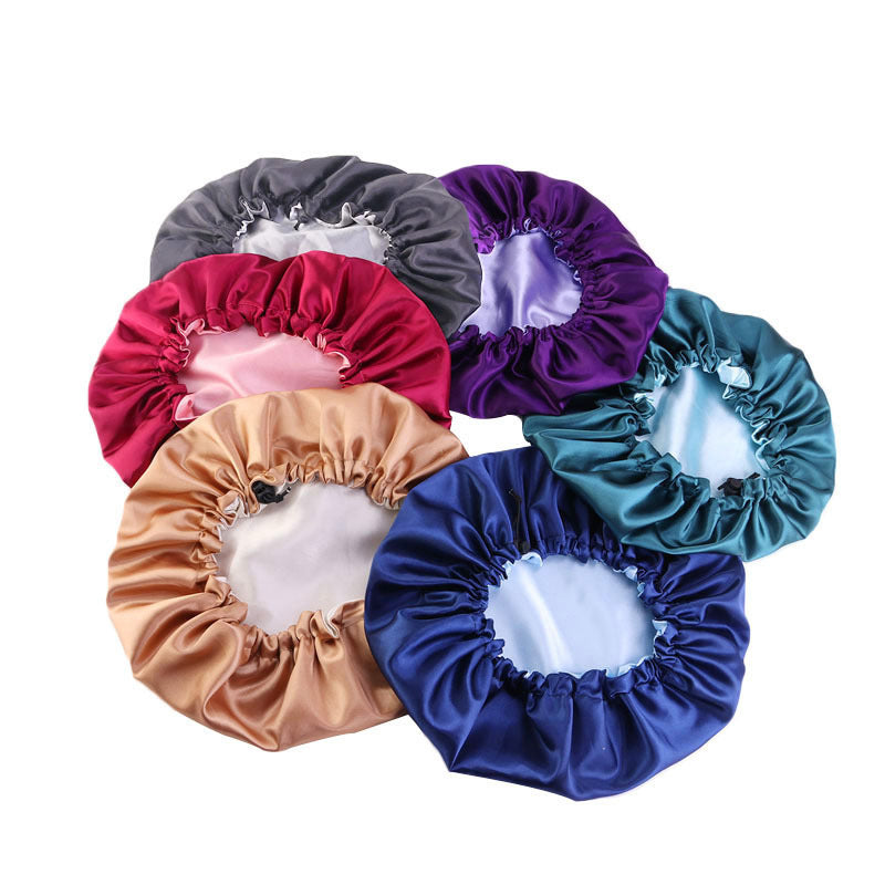 Reversible Satin Bonnet Hair Caps Double Layer Adjust Sleep Night Hats