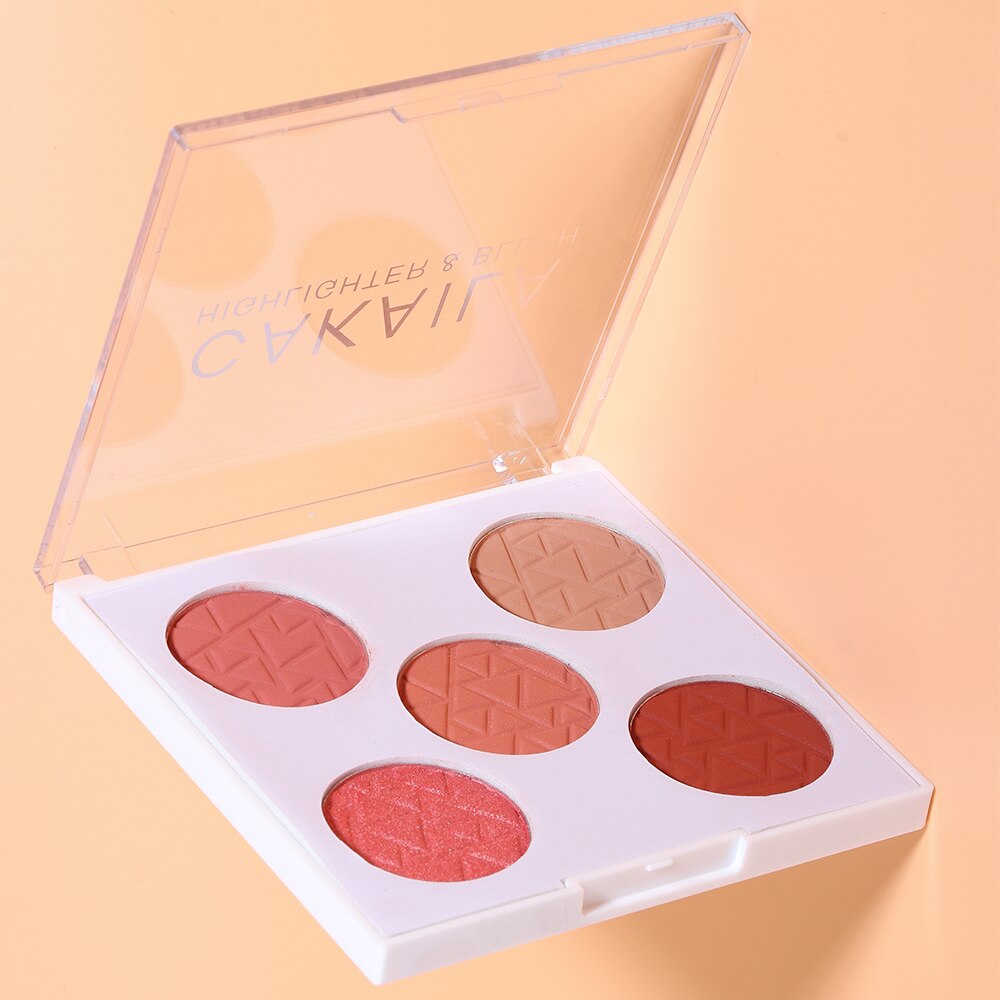 5 Color Face Blusher Peach Cream Makeup Blush Palette