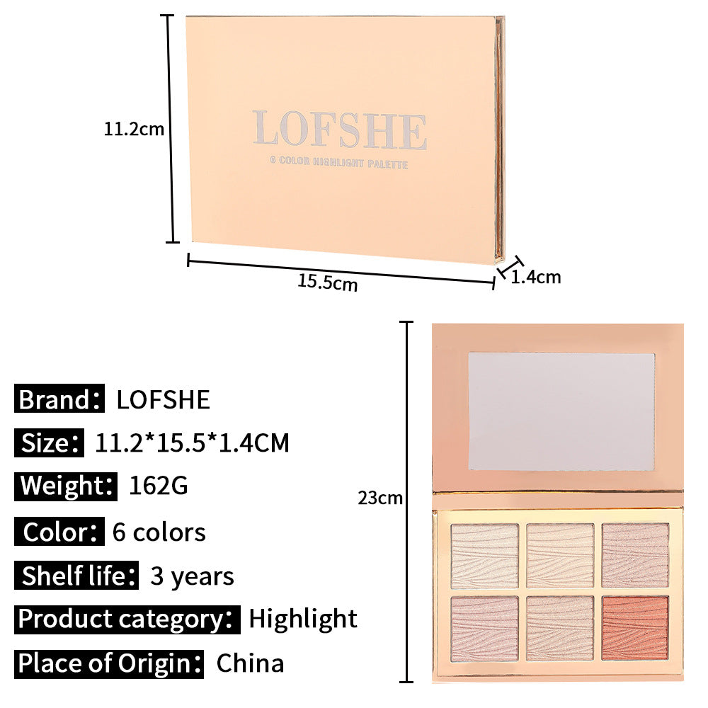 6 Color Highlighter Blush Palette Face Makeup Pigment