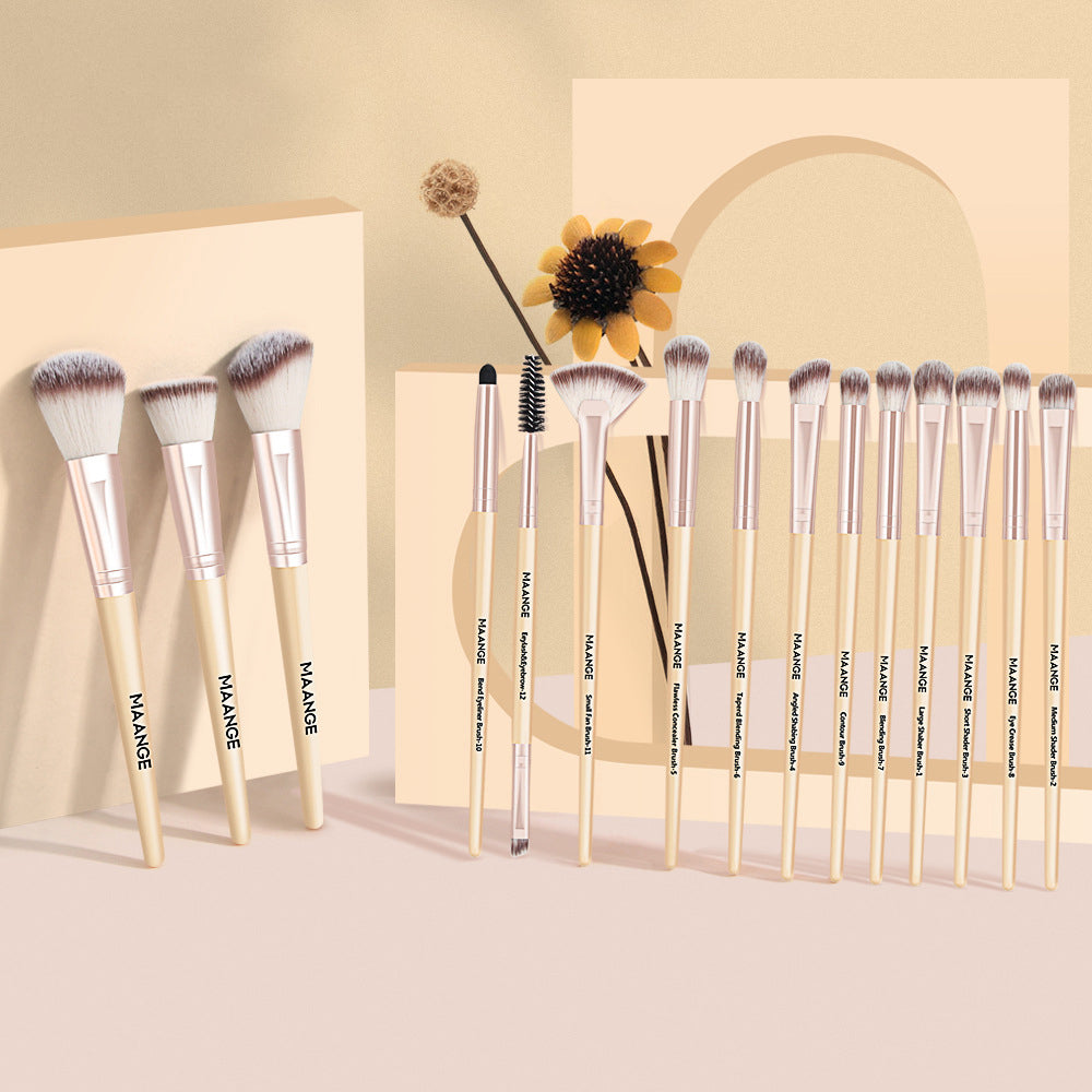 15Pcs Makeup Brushes Set Eye Shadow Powder Foundation Blush Blending Brushes Kits