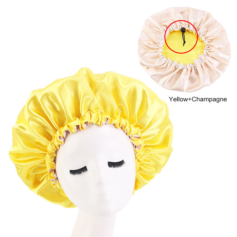 Reversible Satin Bonnet Hair Caps Double Layer Adjust Sleep Night Hats