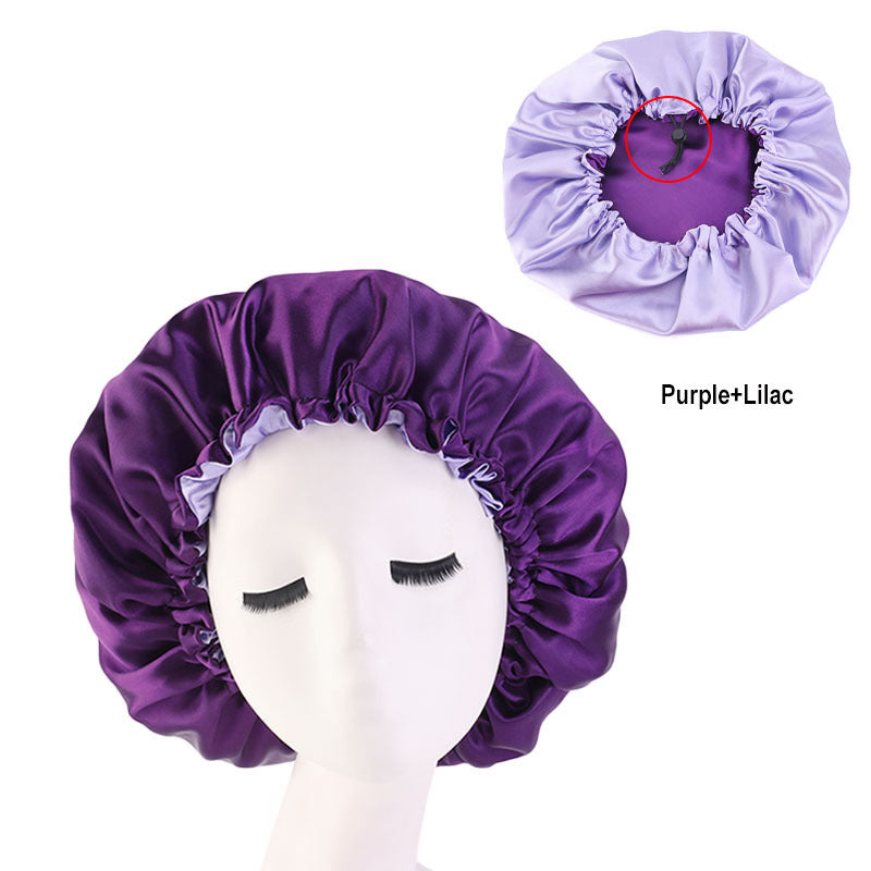 Reversible Satin Bonnet Hair Caps Double Layer Adjust Sleep Night Hats