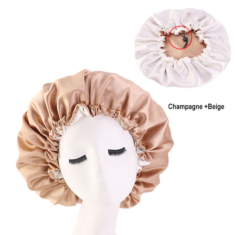 Reversible Satin Bonnet Hair Caps Double Layer Adjust Sleep Night Hats