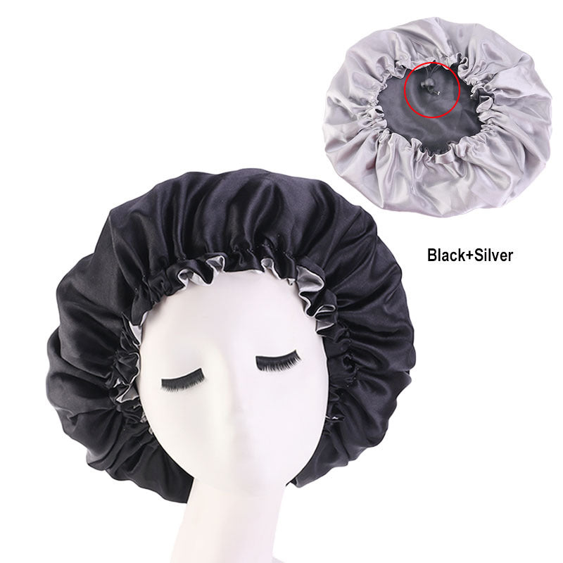 Reversible Satin Bonnet Hair Caps Double Layer Adjust Sleep Night Hats