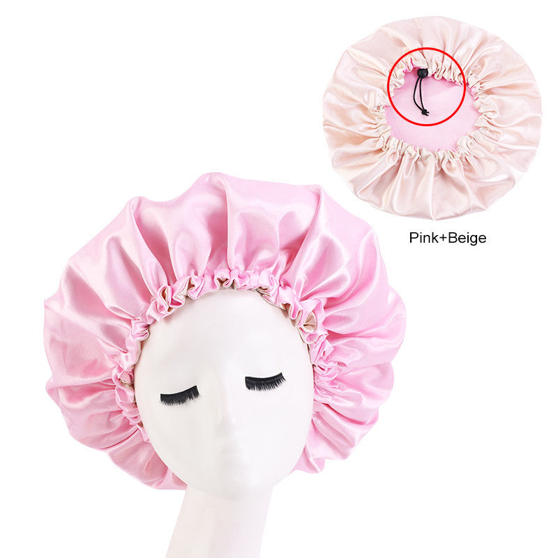 Reversible Satin Bonnet Hair Caps Double Layer Adjust Sleep Night Hats