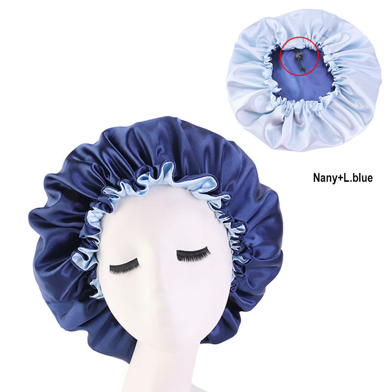 Reversible Satin Bonnet Hair Caps Double Layer Adjust Sleep Night Hats