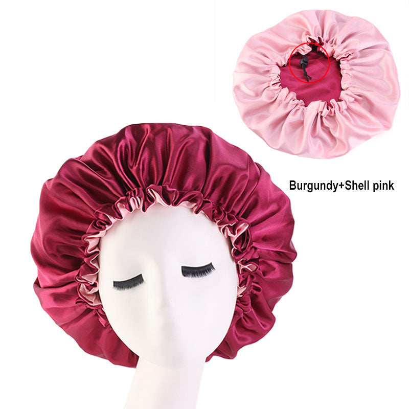 Reversible Satin Bonnet Hair Caps Double Layer Adjust Sleep Night Hats