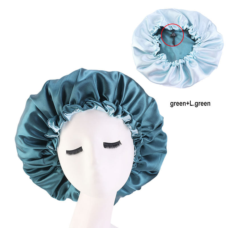 Reversible Satin Bonnet Hair Caps Double Layer Adjust Sleep Night Hats