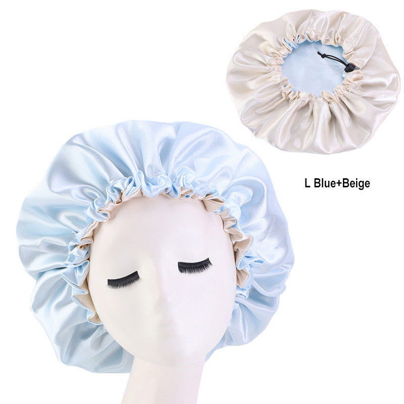 Reversible Satin Bonnet Hair Caps Double Layer Adjust Sleep Night Hats