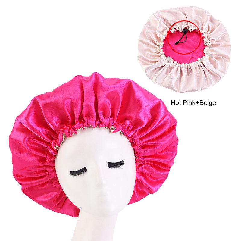 Reversible Satin Bonnet Hair Caps Double Layer Adjust Sleep Night Hats