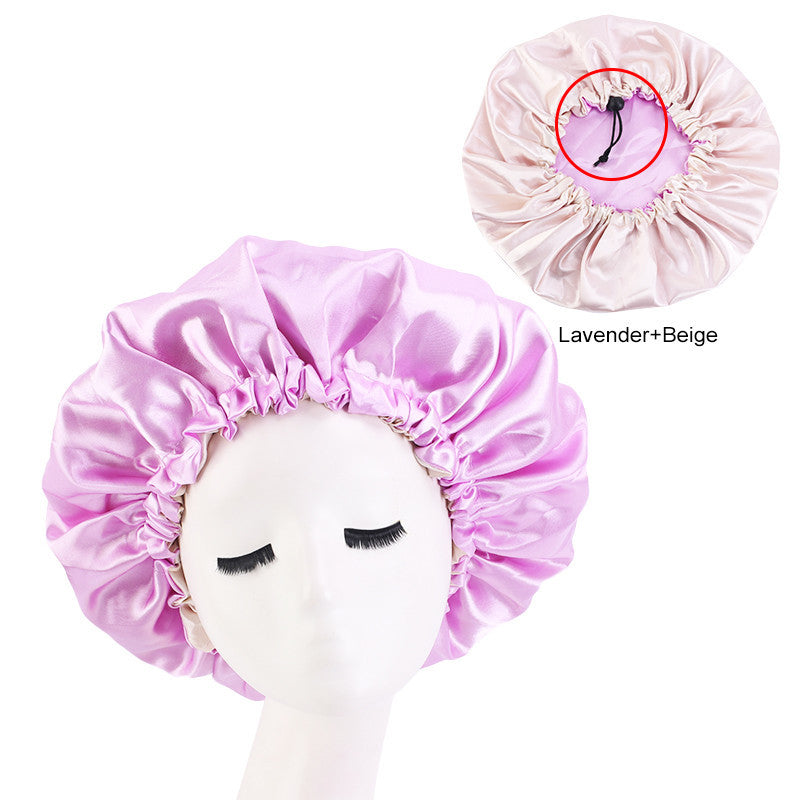 Reversible Satin Bonnet Hair Caps Double Layer Adjust Sleep Night Hats