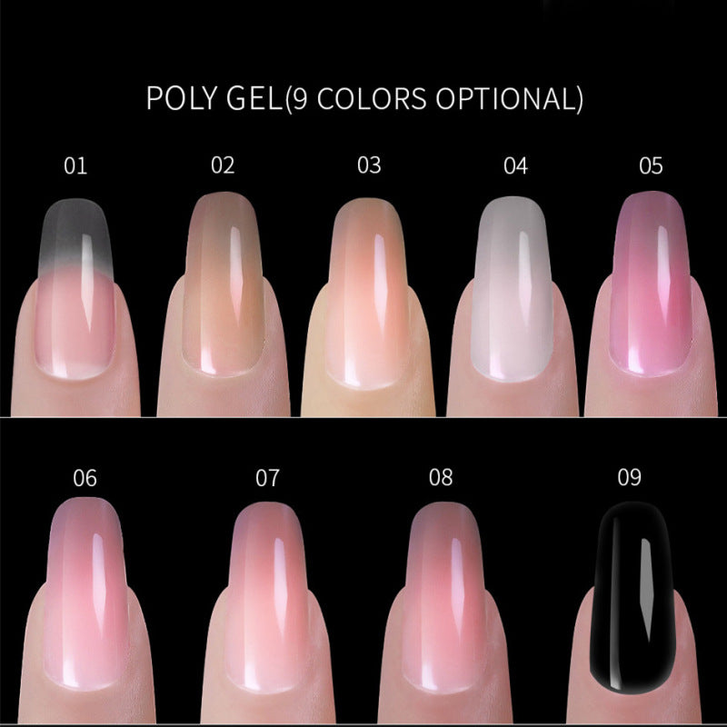 9 Colors Nail Acrylic Hard Poly Gel Pink White Crystal UV LED Nail Extension Polish