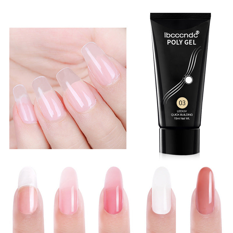 9 Colors Nail Acrylic Hard Poly Gel Pink White Crystal UV LED Nail Extension Polish